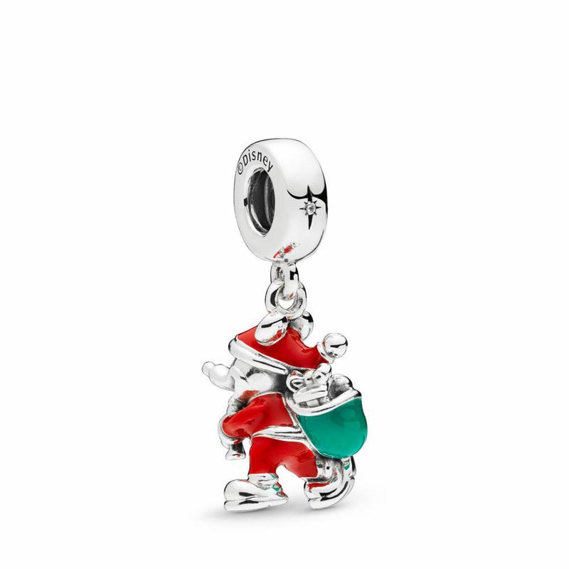 Pandora Australia Disney Santa Mickey & Gift Bag Dangle Charm - Sterling Silver | VXPRTJ905